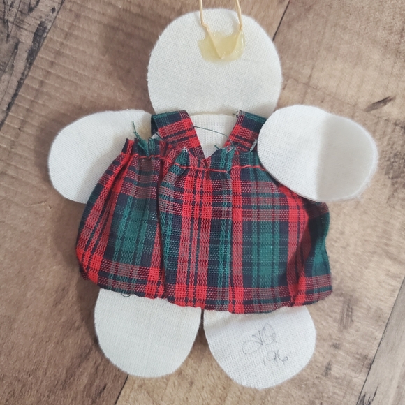 Lot of 3 Holiday homemade felt ornaments plaid mittens Santa framed gingerbread - Picture 9 of 16